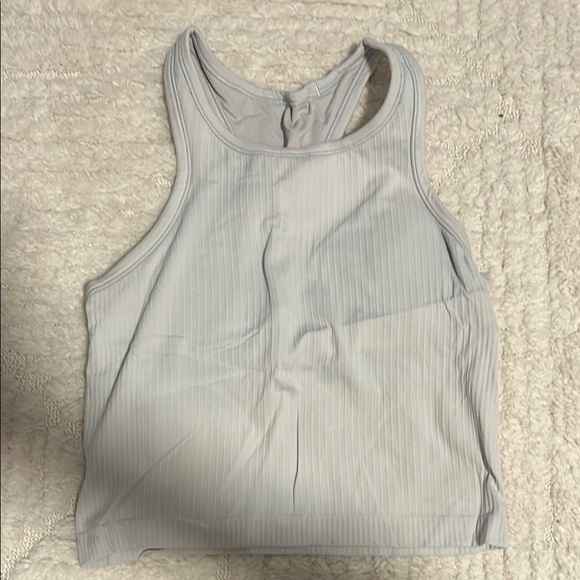 Women's Ribbed Tank Top - Light Gray - Picture 2 of 3
